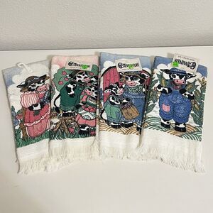 Vintage Cannon Cowhands Cow Kitchen Hand Dish Towels Set of 4 USA